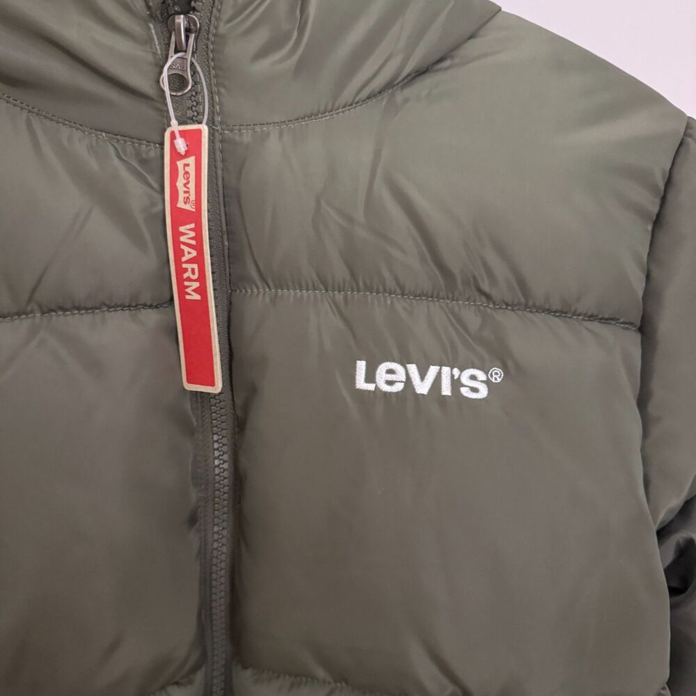 Boys Large 12-13 NWT Levi Strauss Co Heavyweight Puffer Jacket Hooded Green - Picture 4 of 5